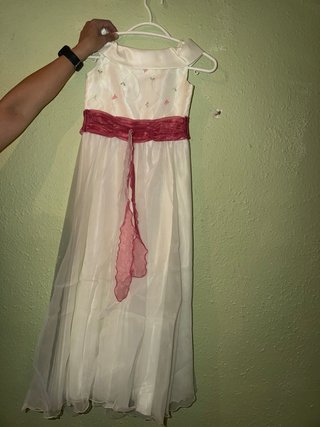 Vestido de comunión niña blanco y rosa