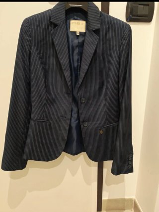 Giacca donna Met blu gessata