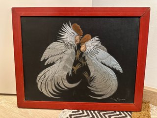 Pintura antigua de gallos