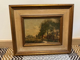 Pintura Antigua Paisaje con Casa