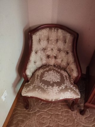Sillón descalzadora clásico con tapizado estampado