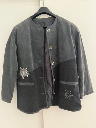 Chaqueta de cuero y lana estilo alpino