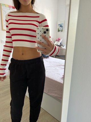 Top de rayas rojo y blanco