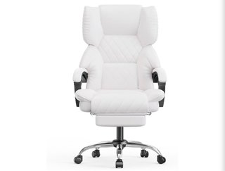 SILLA DE OFICINA EJECUTIVA BLANCA CON REPOSAPIÉS –