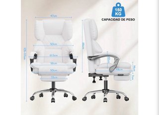 SILLA DE OFICINA EJECUTIVA BLANCA CON REPOSAPIÉS –