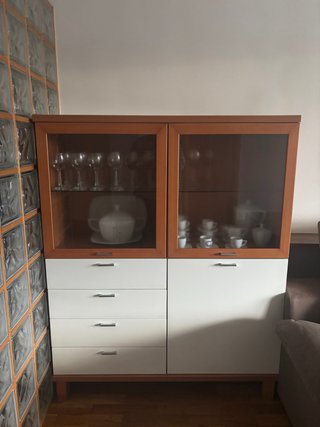Vitrina Aparador de Madera y Blanco