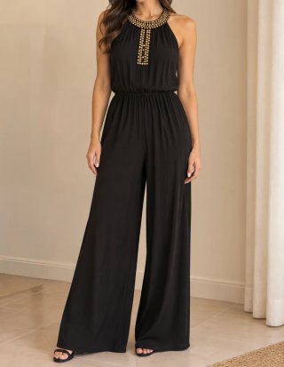 Mono Largo Negro con Detalles Dorados Talla M