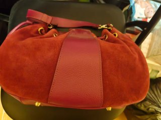 Bolso ante y piel burdeos