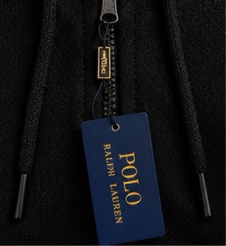 Sudadera Ralph Lauren Negra con Blanco y Capucha.