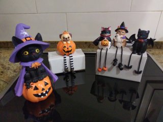 Figure di Halloween: Gatti e Cane Zucca