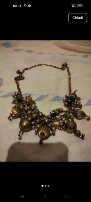 Collana vintage metallo e pietre