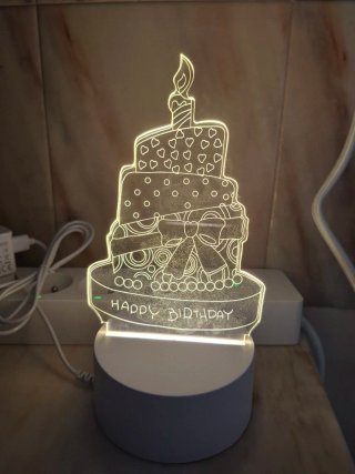 Lámpara LED 3D Tarta de Cumpleaños sin estrenar