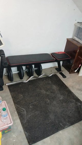 Pack Gimnasio Banco Pesas Mancuernas Barra