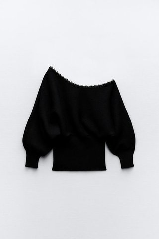 Jersey negro abalorios S