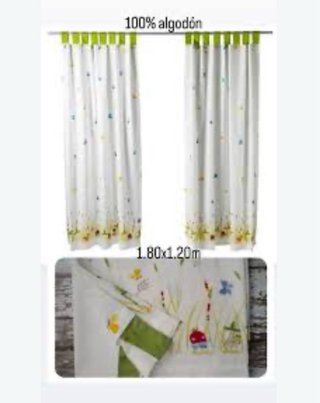 Cortinas infantiles con mariposas y setas