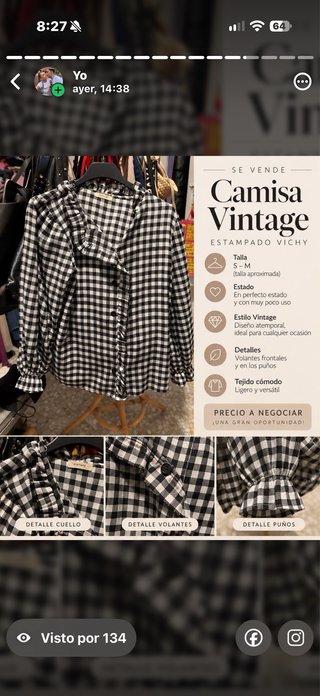Camisa Vintage Vichy Cuadros