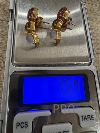 Pendientes oro 18K con piedras multicolor, sello 750
