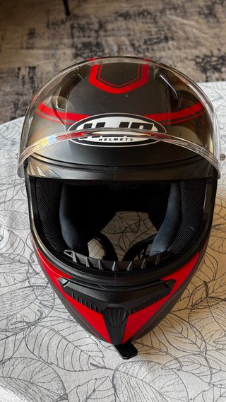 Casco Moto Infantil Negro y Rojo talla 2XS