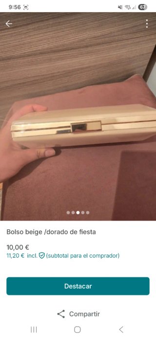 Bolso de fiesta beige y dorado