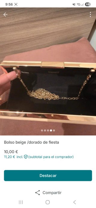 Bolso de fiesta beige y dorado
