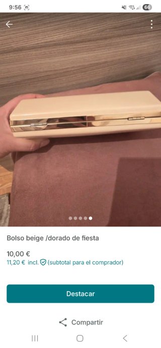 Bolso de fiesta beige y dorado