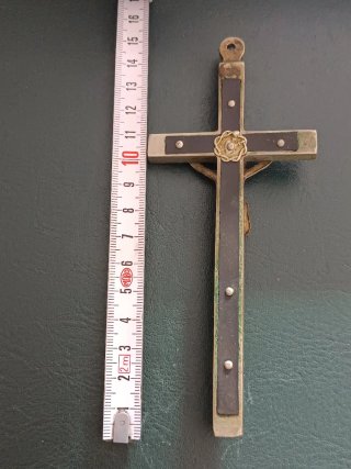 Crucifijo antiguo bronce Jesús calavera