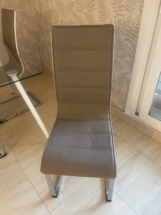 Juego de 4 Sillas de diseño salón marron y plata