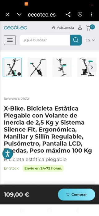 Bicicleta Estática Plegable X-Bike Cecotec