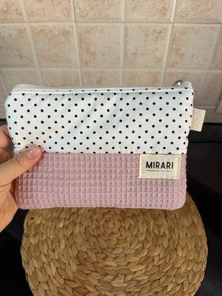 Flat pochette rosa antico con fantasia a pois