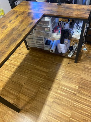Mesa de escritorio L madera y metal