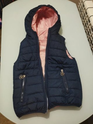Chaleco Niña Reversible Azul y Rosa
