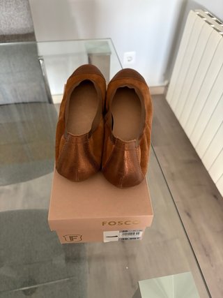 Manoletinas Fosco Piel Marrón y Dorado Talla 39