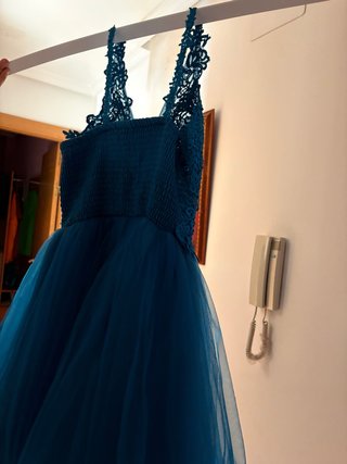 Vestido de fiesta azul turquesa
