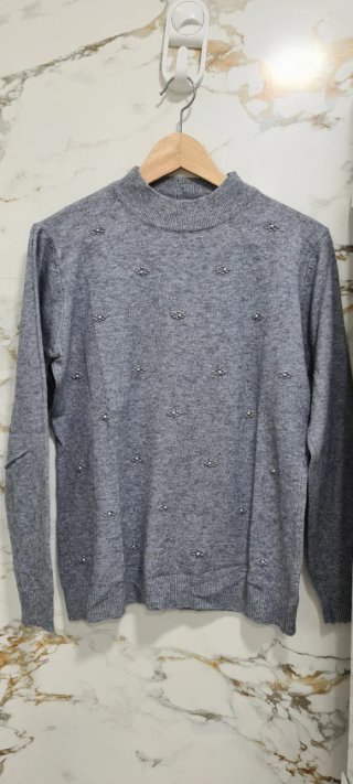 Jersey de punto gris mujer