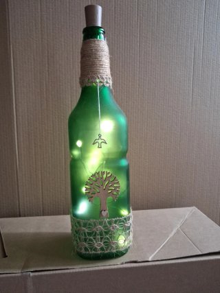 Botella decorativa con luz LED