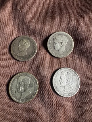 4 Monedas de Plata Alfonso XIII