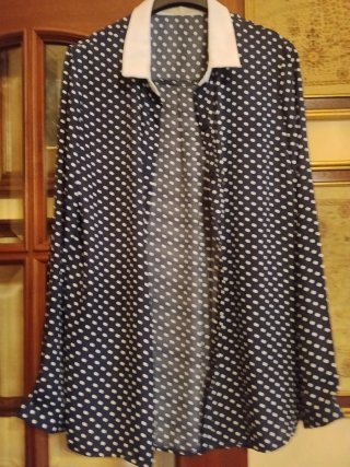 Blusa de Lunares Azul y Blanca