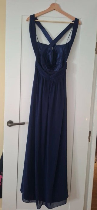Vestido largo de fiesta azul oscuro plateado
