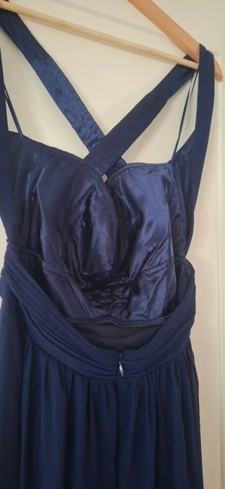 Vestido largo de fiesta azul oscuro plateado