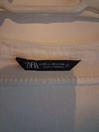 Camisa Zara Lino Talla Única Blanca