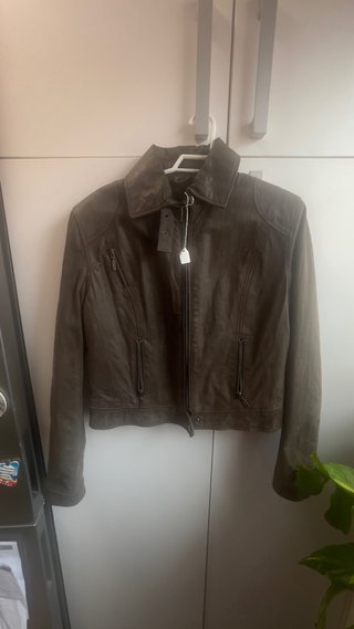 Chaqueta de cuero mujer marrón