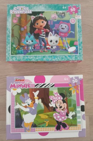2 Puzzles 50 piezas Gabby's Dollhouse y Minnie