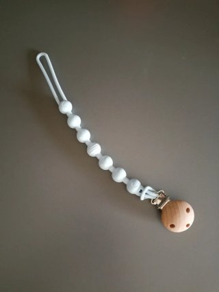 Pinza para chupete de silicona y madera
