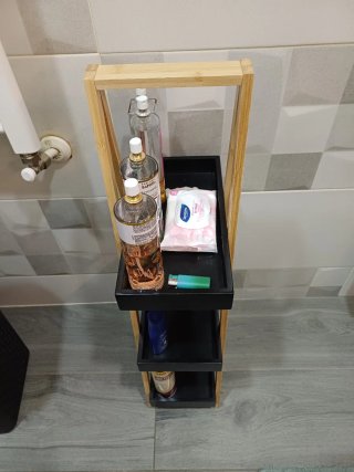 Estantería de Baño Madera y Negro