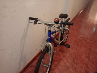 Bicicleta de niño azul y gris