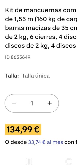 Kit Musculación Domyos 50kg (Barra y Mancuernas)