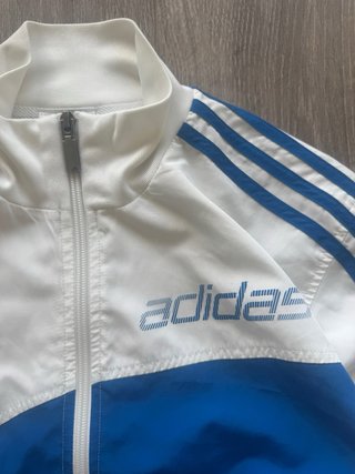 Adidas Chaqueta Retro Blanca Azul Rayas S