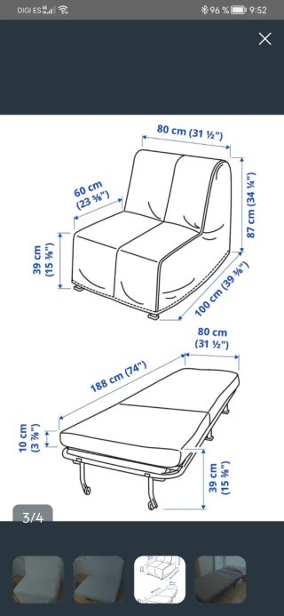 Sillón Cama Ikea Lycksele Lovas Beige