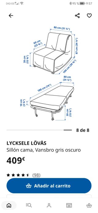 Sillón Cama Ikea Lycksele Lovas Beige