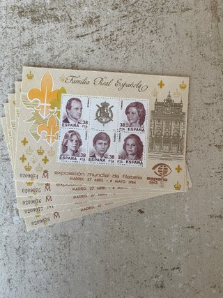 Lot 5 Blocs Feuillets Espagne 1984 Consecutifs ES/